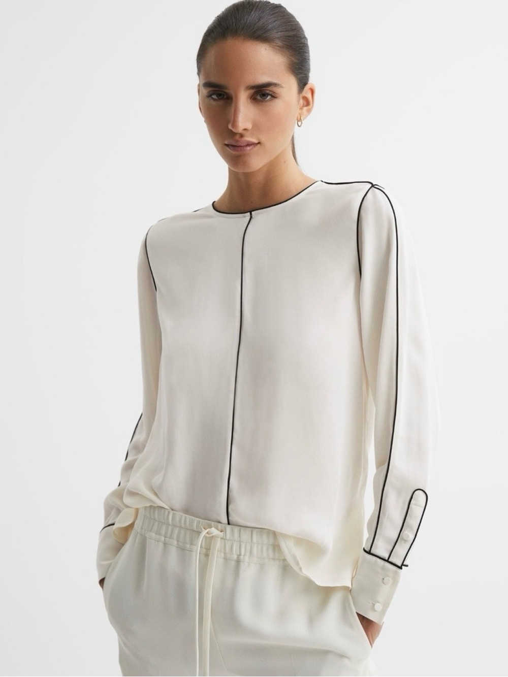 Reiss Estella Trim Long Sleeve Blouse Site 4